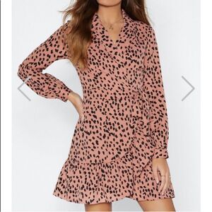 NWT M pink cheetah wrap dress